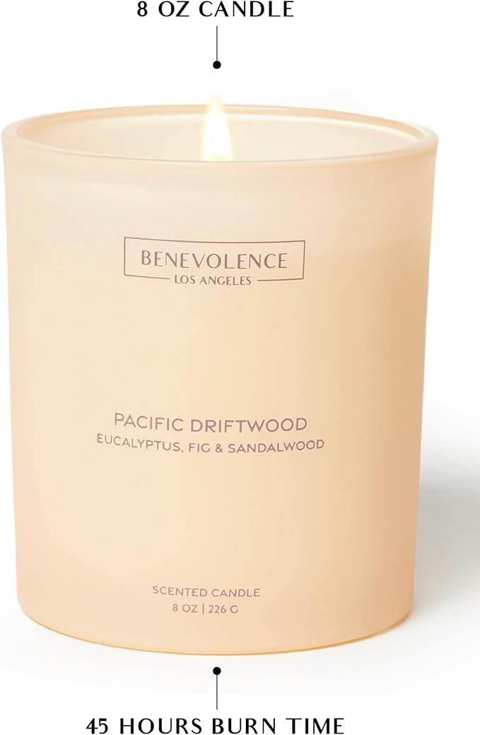 Eucalyptus, Fig & Sandalwood – Benevolence LA Fall Scented Candle for Home | 8oz, 45-Hour Burn | Natural Soy Wax, Cotton Wick | Fresh Autumn Fragrance | Malibu Sands Collection – Gift for Women & Men - Bloomnest