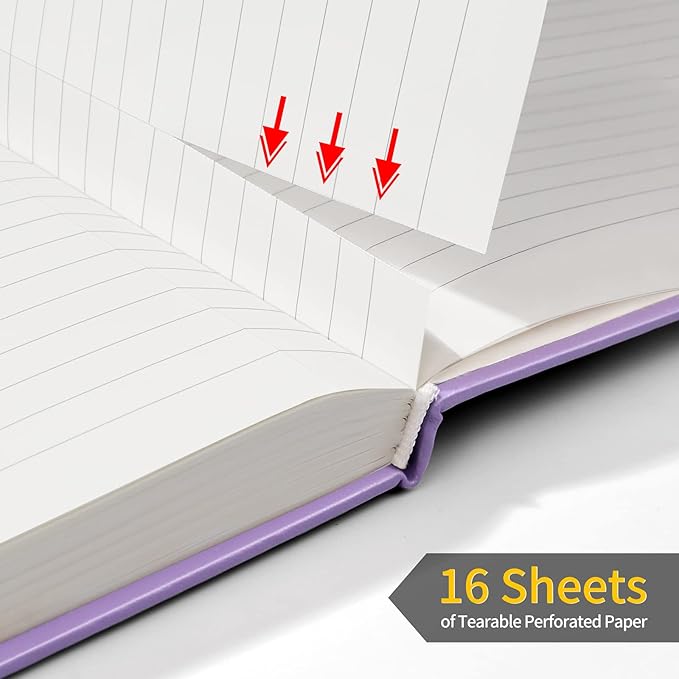 Annecy Lined Journal Notebook, Hardcover Leather Journal for Women & Men, 160 Numbered Pages, Medium 5.5" x 8.25", 100 GSM Thick Paper, Purple - Bloomnest