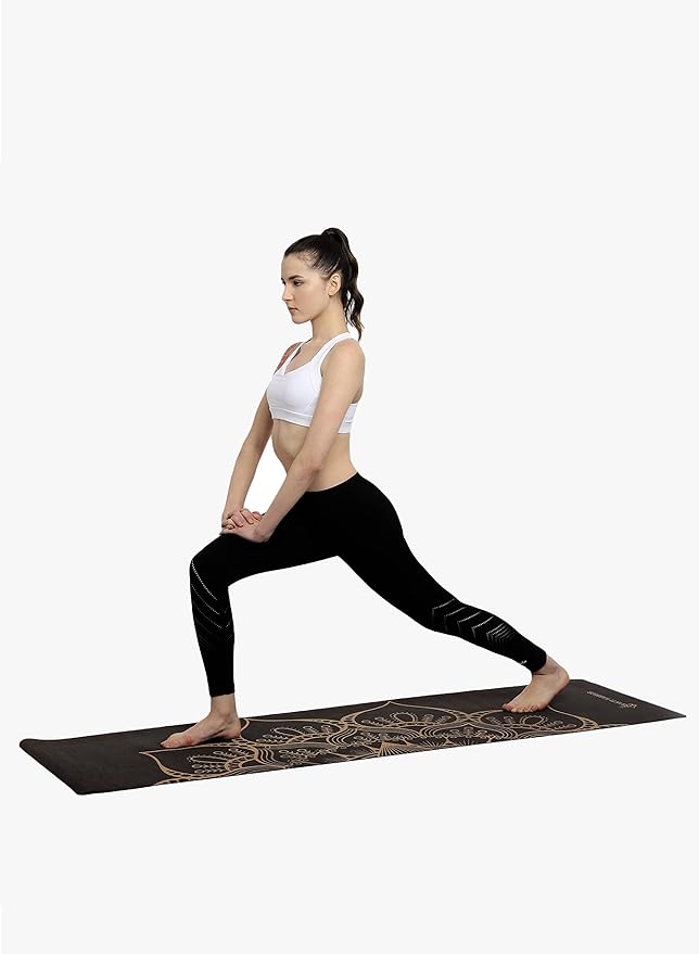Shakti Warrior Cork Yoga Mat - Artist Designed, Premium Printed Eco-Friendly Non-Slip mat, Great for Regular & Hot Yoga, Pilates, Workouts 72 inch x 24 inch x 3mm Thick - Bloomnest