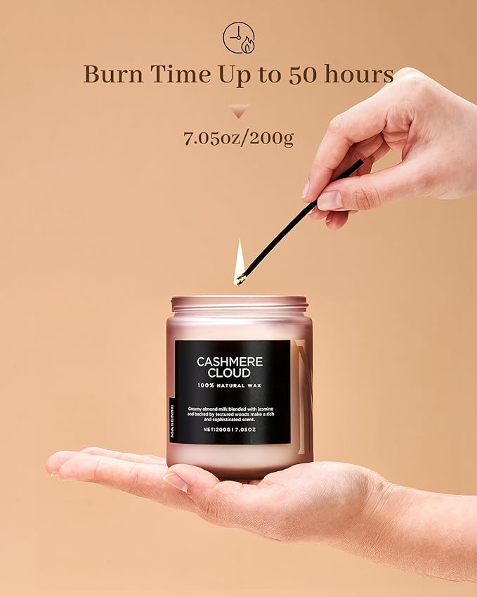 M&SENSE Creamy Almond Milk Scented Candles, Organic Natural Soy Wax Clean Non Toixc 7.05oz 50 Hour Slow Burning Candle for Bedroom Kitchen Home Decor, Housewarming Gifts for Women Men - Bloomnest