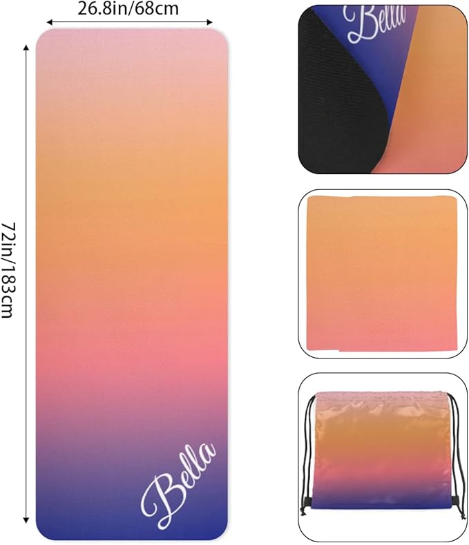 Custom Name Yoga Mat,Personalized Travel Yoga Exercise Mat,Non Slip,Perfect for Kids & Adults,Gradient Color E Series - Bloomnest