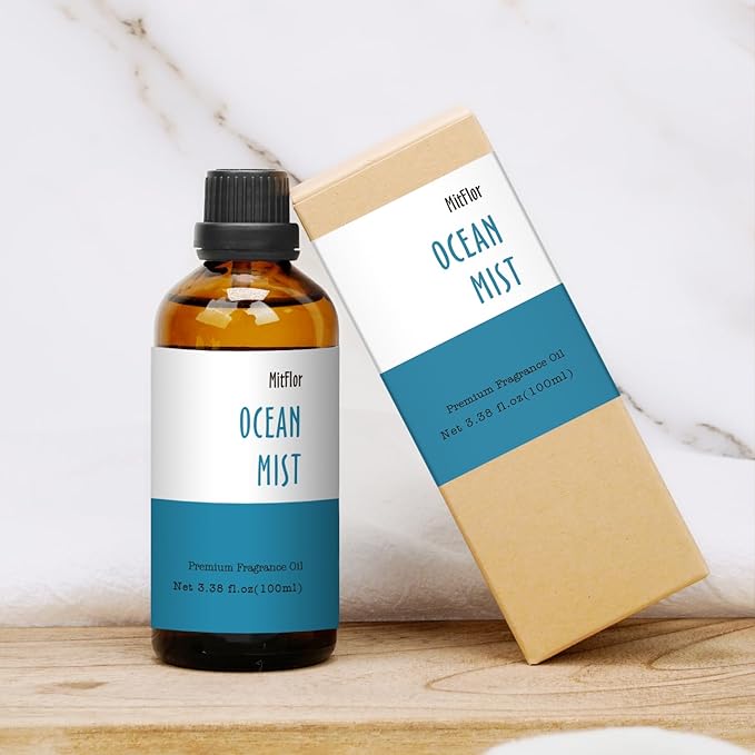 Ocean Mist Fragrance Oil, MitFlor Single Scented Oil, Large Size Premium Grade Fragrance Oil (3.38 OZ/100ML), Perfume, Soap, Candle Making Scent, Fresh Summer Essential Oils for Diffuser MitFlor