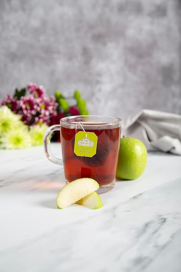 Ahmad Tea Black Tea, Apple Refresh Teabags, 20 ct (Pack of 1) - Caffeinated & Sugar-Free - Bloomnest