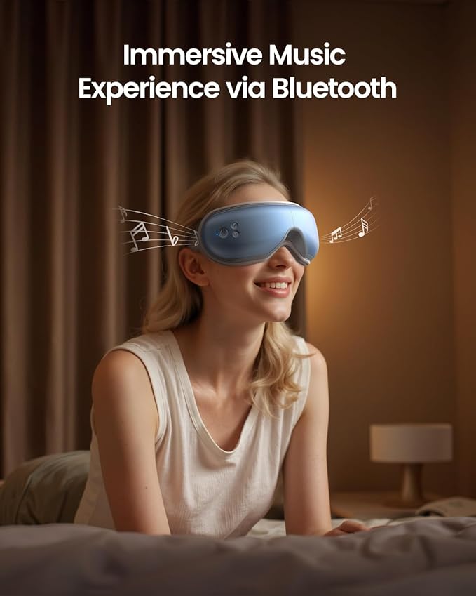 RENPHO Eye Massager with Heat, Birthday Valentines Day Gifts, Migraine Massager with Remote, Compression, Silent Mode, Bluetooth, Heated Sleep Mask for Strain Relief, Stye Eye, Improve Sleep RENPHO