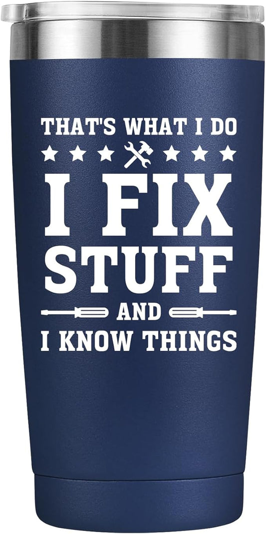 MASGALACC Funny Gifts for Men – 20oz Navy Blue Insulated Tumbler, Birthday Gift for Dad from Daughter or Son, Cool Present for Husband, Grandpa, Uncle, Mechanic Father