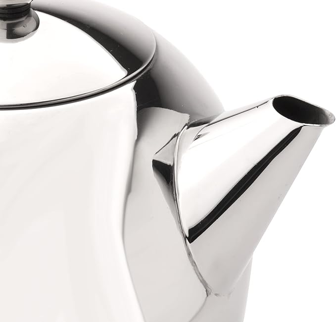 bredemeijer Santhee Double Walled Teapot, 1.0-Liter Stainless Steel Glossy Finish with Glossy Accents