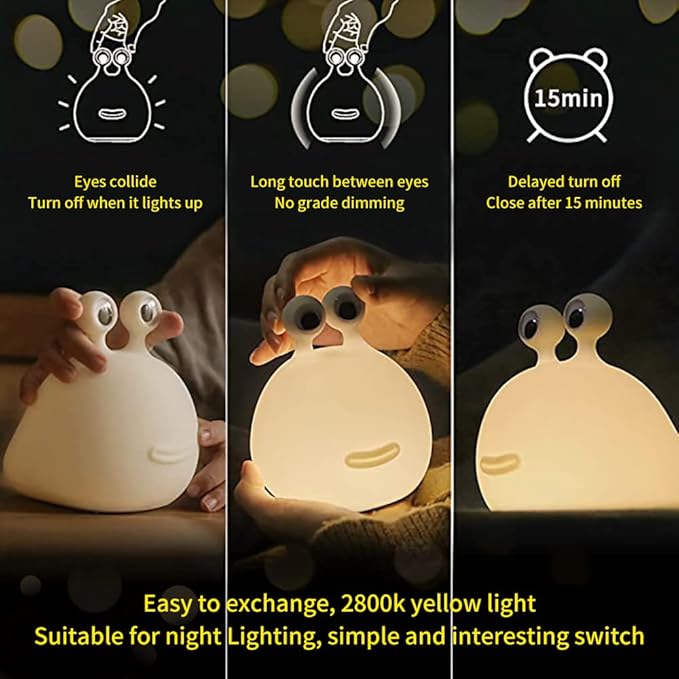 Slug Night Light,Silicone lamp for Kids,USB Rechargeable Cute Animal Lamps Timer Setting Safe Bedside Lamp Portable LED Lamps for Breastfeeding Dorm Room Decor for Christmas Gift - Bloomnest