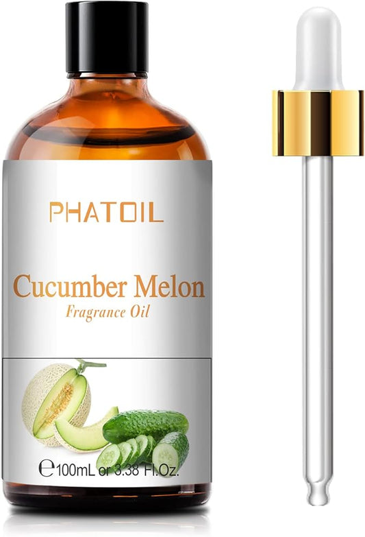 PHATOIL 3.38FL.OZ Cucumber Melon Fragrance Oils for Aromatherapy, Essential Oils for Diffusers for Home, Perfect for Diffuser, Yoga, Skin Care, DIY Candle and Soap Making - 100ml - Bloomnest