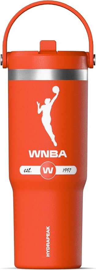 Hydrapeak x WNBA Officially Licensed WNBA 32 oz Nomad Tumbler with Handle and Straw Lid, Leakproof Stainless Steel Water Bottle - Bloomnest