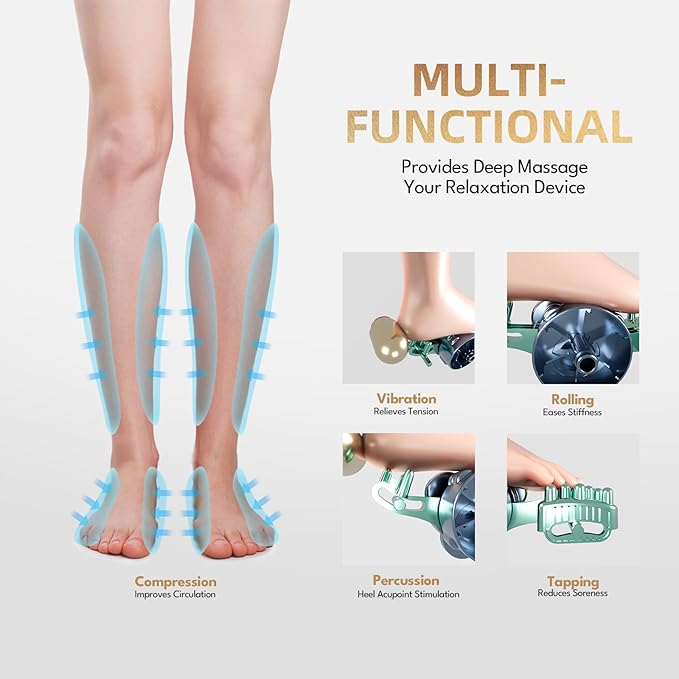 SUMELL Shiatsu Foot Massager with Warm & Cool Options – 6 Adjustable Modes for Arch & Heel Support, Deep Kneading with Reusable Gel Packs for Feet & Legs for Women and Men (Grey) - Bloomnest