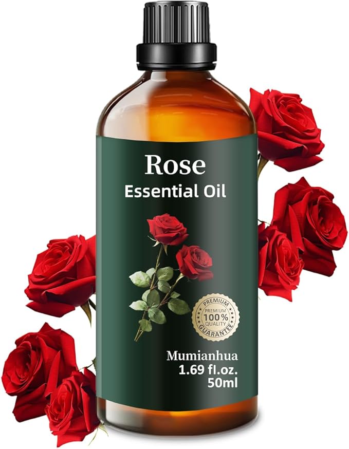 Pure Rose Essential Oil, Mumianhua Natural Rose Oil for Reed Diffuser, Air Freshener, Aromatherapy, Relaxation, Skin,Hair, Cologne, Candles Making, Evening Wellness, Romantic Atmosphere 1.69 Fl Oz - Bloomnest