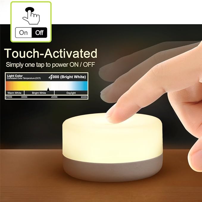 Rechargeable Mini Touch Night Light, Wireless LED Lamp for Kids - Portable, Dimmable Nursery Lamp - Bloomnest