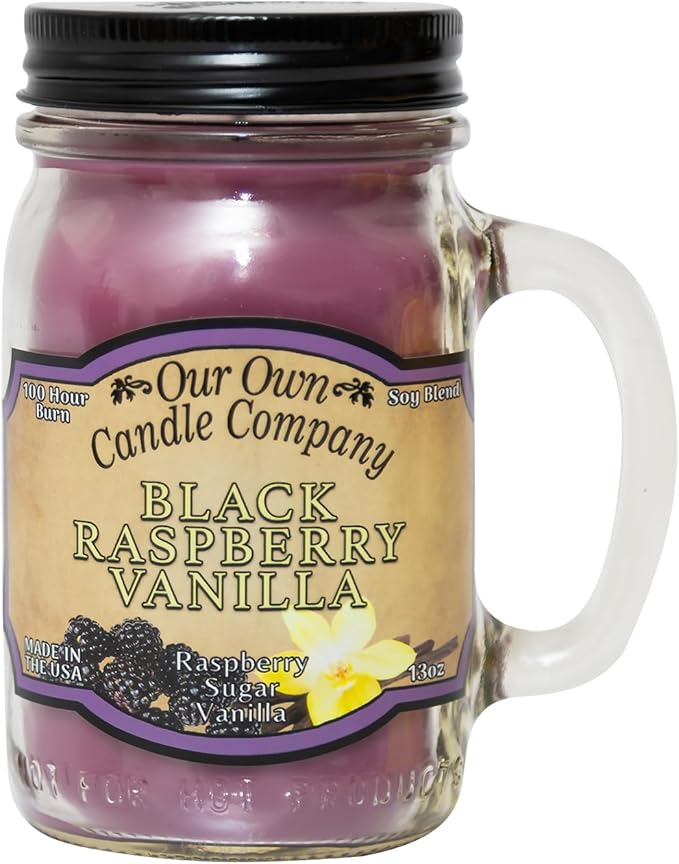 Our Own Candle Company Black Raspberry Vanilla Scented Mason Jar Candle, 100 Hour Burn Time, 13 Ounces - Bloomnest