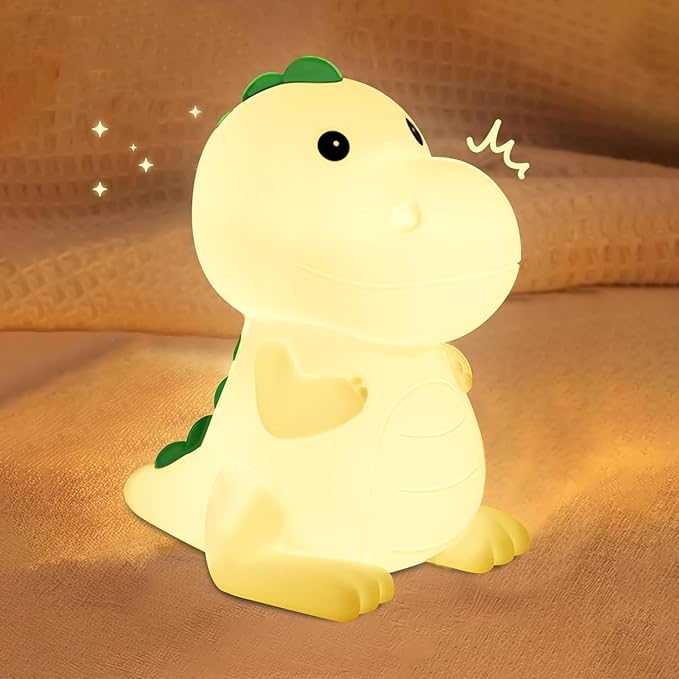 Kids Night Light Dinosaur Bedside Nursery Touch Lamp Dimmable with 7 Color Changing, Soft Squishy Silicone Cute Dino Night Lights Gifts for Kids Baby Room, Rechargeable for All-Night Use - Bloomnest