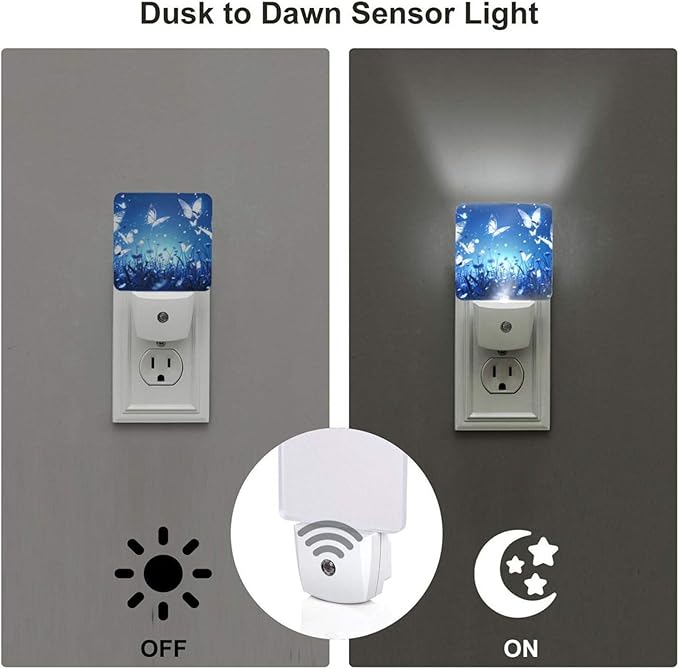 Led Night Light, Night Garden Butterfly Decorative Plug in Nightlights,with Smart Auto Dusk to Dawn Night Light for Bedroom, Kitchen, Nursery, Bathroom - Bloomnest