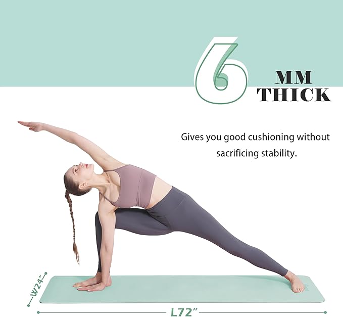 Yoga Mat Non Slip, Pilates Fitness Mats, Eco Friendly, Anti-Tear 1/4" Thick Yoga Mats for Women, Exercise Mats for Home Workout with Carrying Sling and Storage Bag - Bloomnest