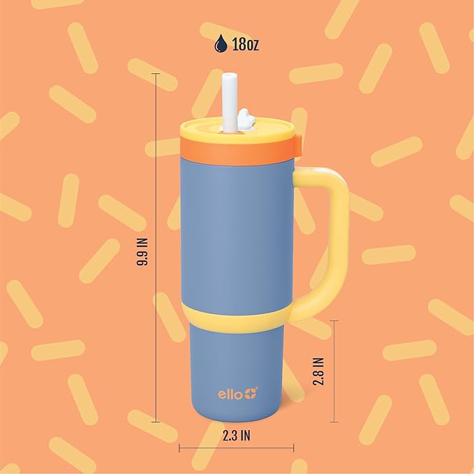 Ello Oasis 18oz Stainless Steel Kids Tumbler with Handle & Retracting Straw, 100% Leakproof, Double-Wall Vacuum Insulated, Kids Water Bottle for School, BPA Free, Dishwasher Safe, Lighthouse - Bloomnest