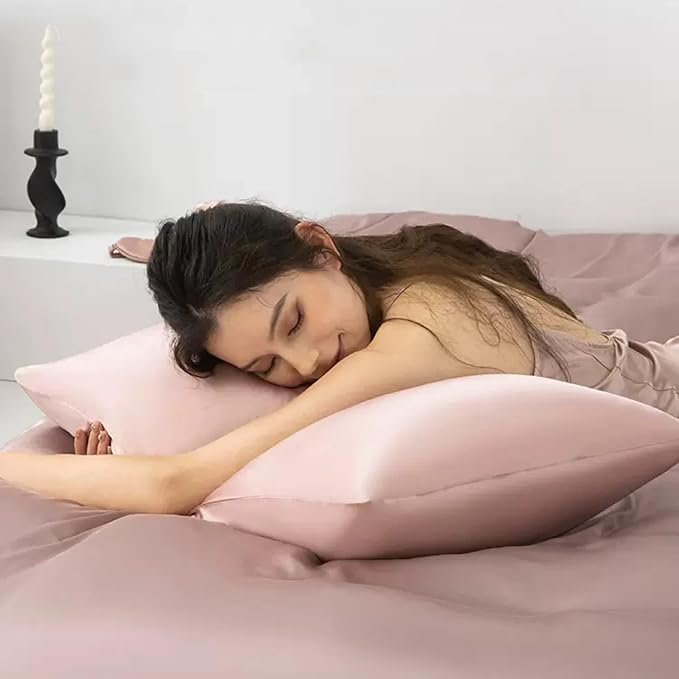 100% Mulberry Silk Pillowcase with Zipper Made in USA, Real 22 Momme Silk Pillow Cases Queen for Hair and Skin, NOT Satin Pillowcase, Anti Acne, Anti Aging, 1 Pc 20"x30" (Queen, Dusty Rose) - Bloomnest