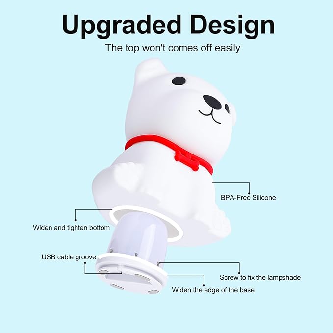 Tremdwoto Dog Night Light for Kids,Cute Colorful Night Light with Remote Baby Girl Squishy Night Lights Lamp Puppy Light Dimmable Nursery Lamp Nightlight Gift for Boys and Girls Kawaii Bedroom Decor - Bloomnest