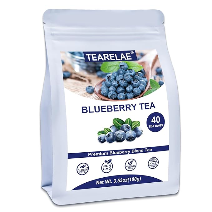 TEARELAE - Blueberry Tea, 40 Count - Premium Blueberry Tea Bags with Hibiscus, Mint & Raisins - Refreshing Taste - Non-GMO - Caffeine-Free - Bloomnest