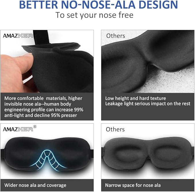 Cute Eye Mask Sleep Mask for Men Women Kids,2 Pack 3D Contoured Cup Sleeping Mask & Blindfold, Concave Molded Night Sleep Mask, Block Out Light (Stars &Black, 2 Count (Pack of 1)) - Bloomnest