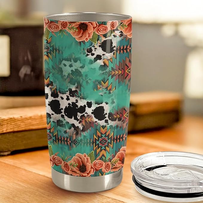 Highland Cow Tumbler 20oz Stainless Steel Insulated Coffee Travel Mug Cup for Women Girls Cows Lovers Cow Gifts for Birthday Christmas Mothers Day - Bloomnest