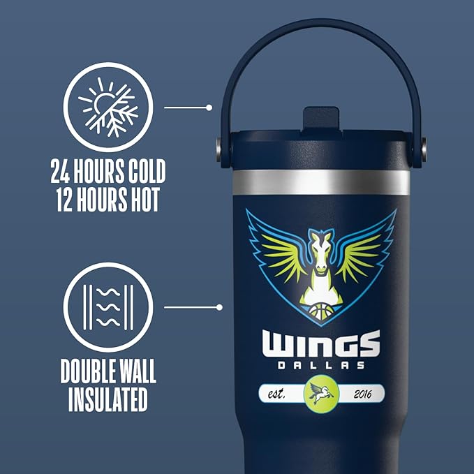 Hydrapeak x WNBA Officially Licensed Dallas Wings 32 oz Nomad Tumbler with Handle and Straw Lid, Leakproof Stainless Steel Water Bottle - Bloomnest