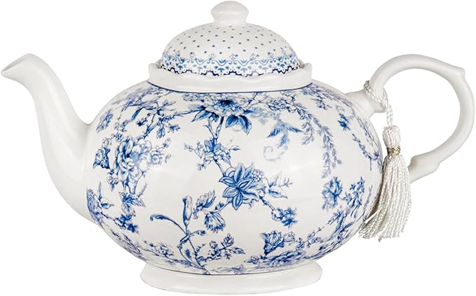 Bone China Blue Flowers Teapot in Gift Box 33.81 fl oz (1000 ml) - Bloomnest