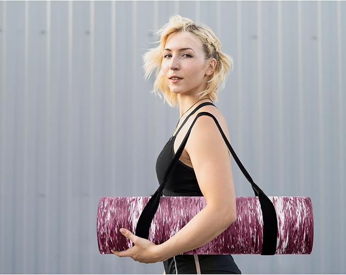 UMINEUX Extra Thick Yoga Mat, 2/5 Inch (10MM), Natural Rubber and TPE Non Slip Yoga Mats with Strap for Women Men, Eco Friendly Exercise Mat for Yoga, Pilates and Home Workout - Bloomnest