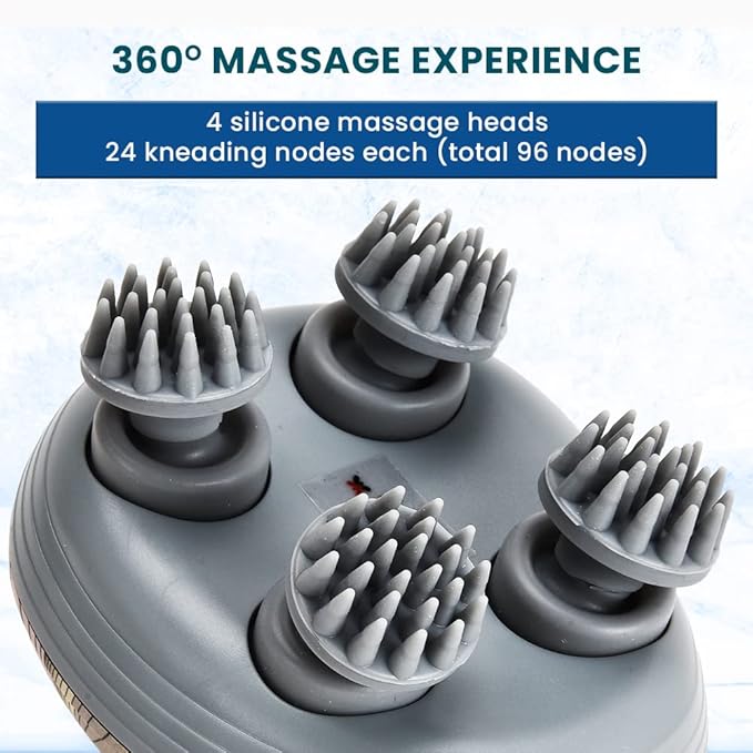 EILISON Cordless Hair Scalp Massager- Electric Head Massager with Kneading Massage, IPX-6 Waterproof Handheld Portable Head Scratcher Massager for Hair Growth, Deep Clean & Stress Relax EILISON