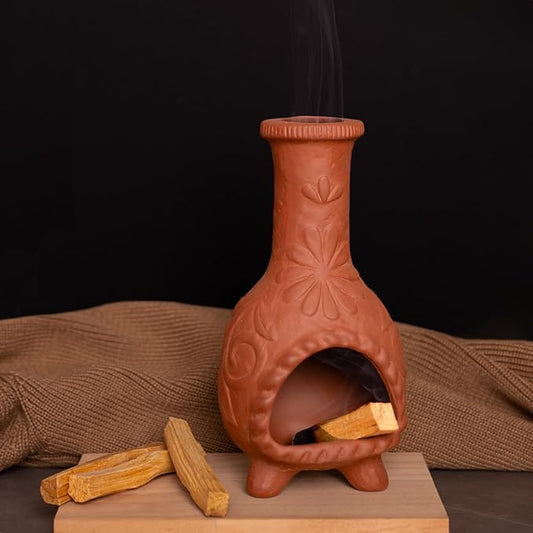 Palo Santo Mini Chiminea – Elegant Ceramic Incense Holder for Cleansing and Relaxation – Handcrafted Sage Texture Stand, Ideal for Meditation and Altars – Durable Design for Sticks Burning - Bloomnest