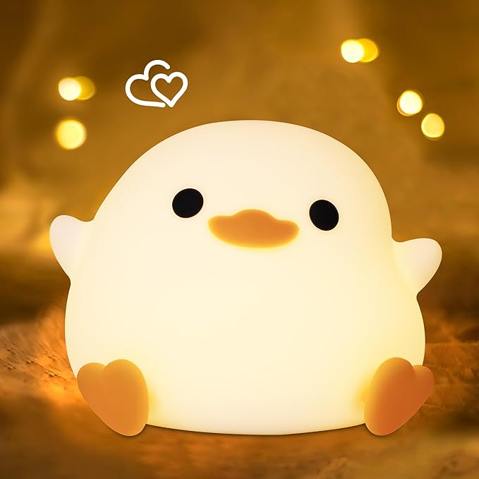 DoDo Duck Night Light, Duck Bean Nursery Silicone Bedside Lamp with Dimmable USB Rechargeable Timer, Perfect Animal Gift to Kids Baby, Birthday Christmas Easter for Home Bedroom Decor - Bloomnest