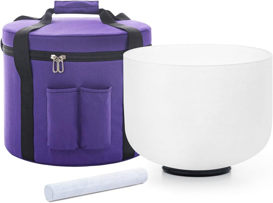 Hye-eun Crystal Singing Bowl,10 Inch 432Hz E Note Quartz Sound Meditation Bowls Solar Plexus Chakra with Carry Case for Yoga Healing Sound Energy Vibration