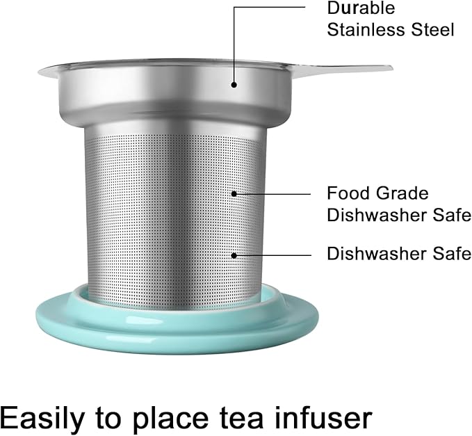 Sweejar Porcelain Tea Infuser Mug with Lid, 20 oz Teacup with Strainers for Loose Leaf Tea, Microwave and Dishwasher Safe Coffee Mug(Purple) - Bloomnest