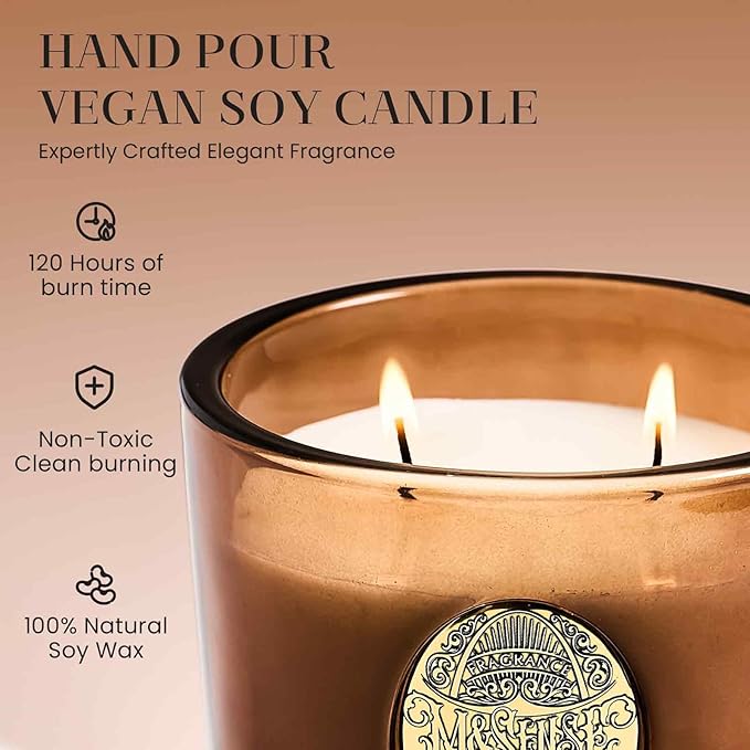 M&SENSE Large Two-Wick Soy Candle | Hot Cocoa & Brown | 19.8 oz, 120H Burn Time | Luxury Scented Candle for Relaxation, Gifting, Home Décor | Ideal for Bedroom, Office, Party Ambiance - Bloomnest
