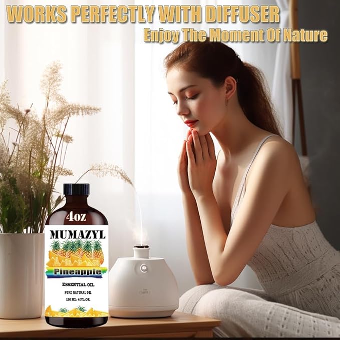 Pineapple Essential Oil, Pineapple Oil 4 Fl Oz 120ML for Diffuser Humidifier Yoga Cleaning DIY Candle Soap Making Essential Oils - Bloomnest