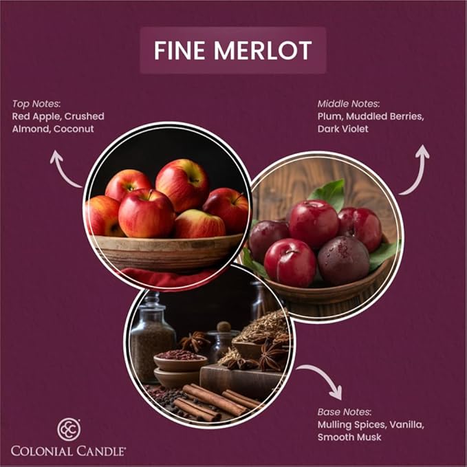 Colonial Candle Fine Merlot Scented Jar Candle, 2 Wick, 3.5 oz, Mottled Wax Candle - Bloomnest