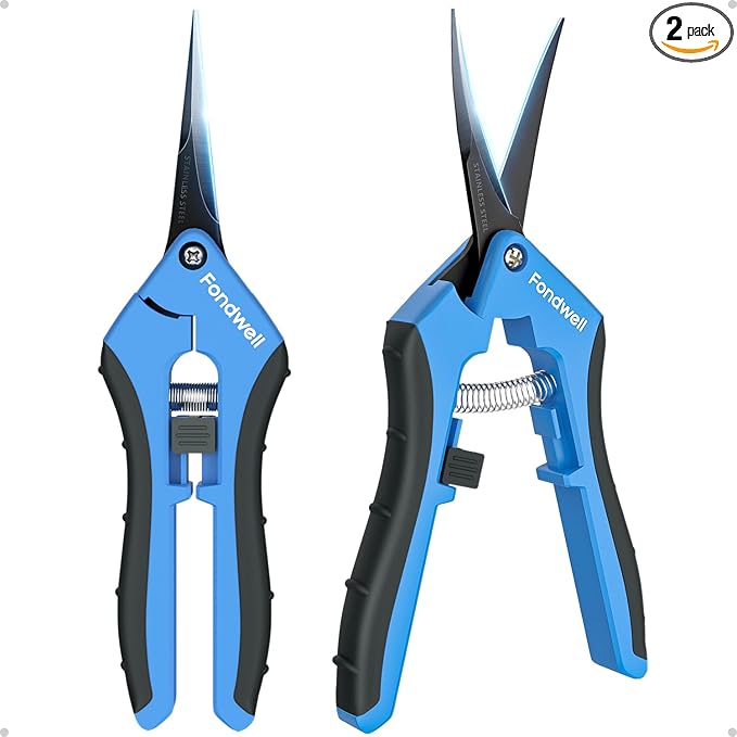 Fondwell 6.5" Pruning Shears Trimming Scissors: 2 Pack of Non-Stick Gardening Scissors - Reliable Garden Snips for Managing Small Plants - Bloomnest