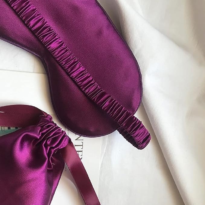 Silk Satin Sleeping Eye Mask, Dark Purple Sleep Eye Mask Night Blindfold for Women and Men, Soft Breathable Blackout Eyeshade Eye Cover for Travel, Wedding Bridesmaid Gift - Bloomnest