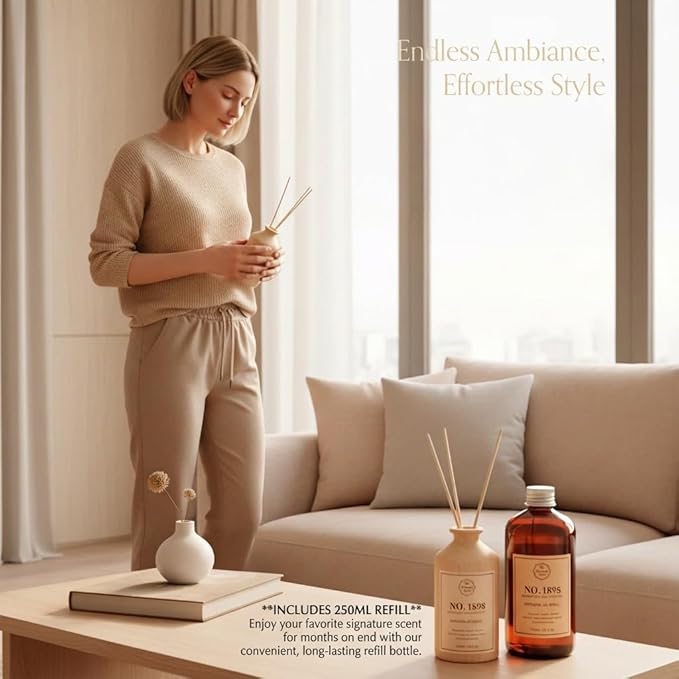 Luxury Hotel Scent Reed Diffuser Oil Refill(8.5 FL oz) | No.1898 Hotel Collection Diffuser Oil Inspired by Ritz Carlton for Home&Office| Long-Lasting for Machine, Room Spray, Air Freshener, HVAC - Bloomnest