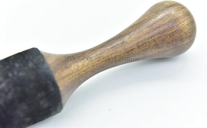 Black Leather-Wrapped Singing Bowl Striker, 7 x 2 Inches, Singing Bowl Mallet, Gong Mallet, Perfect for 6" to 10" Singing Bowls - Bloomnest