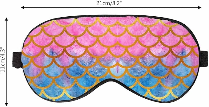 Purples Blues Mermaid Scales Sleep Eye Mask Watercolor Fish Scales Bright Summer Reptilian Scales Gold Men Women Sleep Mask With Adjustable Strap Eye Cover Eye Shade For Travel, Nap,Meditation - Bloomnest