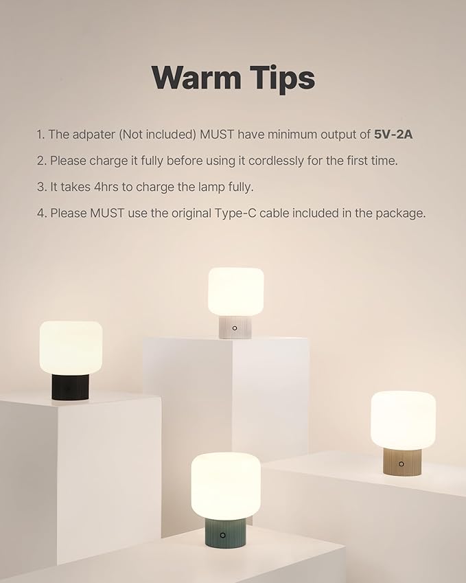 Halo Mushroom Lamp, 5W Cute Cordless Rechargeable Table Lamp with Glass Shade, 3 Color Temps LED Dimmable Ambient Lighting, Small Retro Touch Bedside Light for Bedroom Decor, Black - Bloomnest