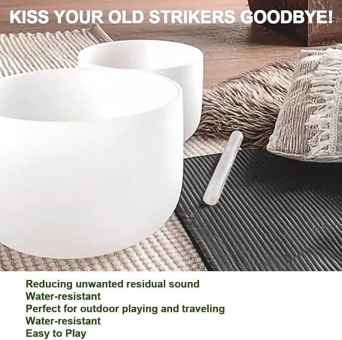 Singing Bowl Mallet Clear Acrylic Silicone Rubber Striker Mallet for Playing Quartz Crystal Singing Bowl with Bundle Pocket(White) - Bloomnest