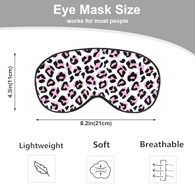 Leopard Eye Mask Sleeping Mask Pink Black Leopard Print Animal Sleep Masks Silky Soft Eye Cover for Women Men Shading Blindfold for Air Travel Sleeping - Bloomnest