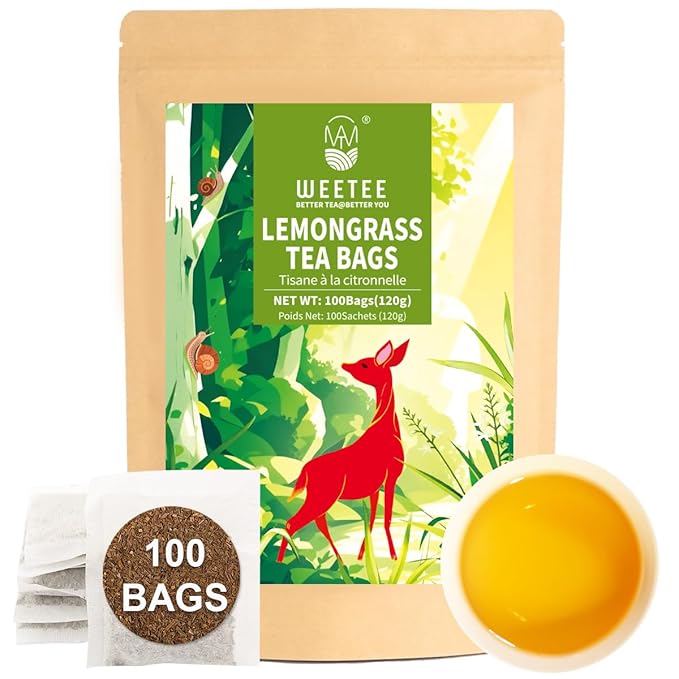 WT WEETEE Lemongrass Tea Bags, 100 Count Pure Lemon Grass Leaves Tea Bags, Natural Caffeine Free Herbal Tea - Bloomnest