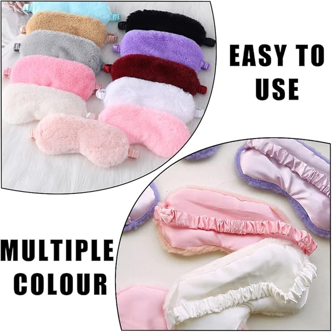 4 Pcs Plush Sleep Masks, Ultra Cute Soft Eye Cover, Blindfold Travel Masks for Kids Men Women(Random Color) - Bloomnest