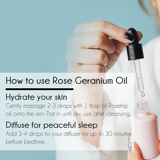 GreenHealth Rose Geranium Essential Oil - 4 fl oz Amber Glass Bottle - 100% Pure Essential Oil Greenals