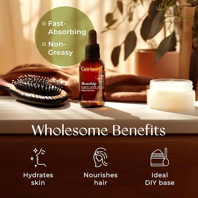 Gya Labs Rosehip Carrier Oil - 1 Fl Oz - for Hair, Skin, Face, Scalp & Body Massage - Bloomnest