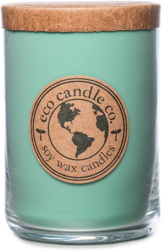 ECO CANDLE CO. Recycled Candle, Grass Stain, 26 oz. Double Wick - Scents of Fresh Cut Grass - 100% Soy Wax, No Lead, Kraft Paper Label & Lid, Hand Poured, Phthalate Free, Midwest Grown Soybeans - Bloomnest